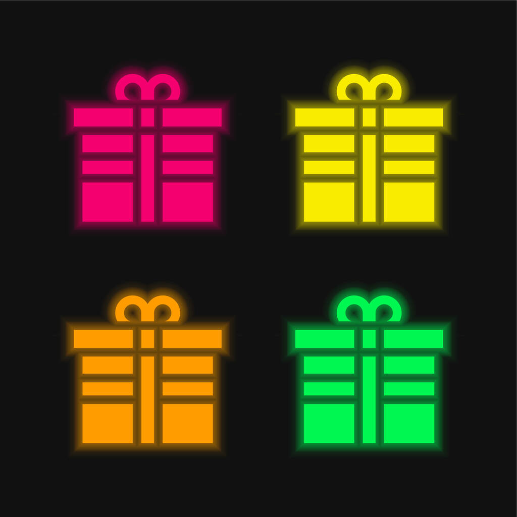 Syntymäpäivä neljä väriä hehkuva neon vektori kuvake - Vektori, kuva