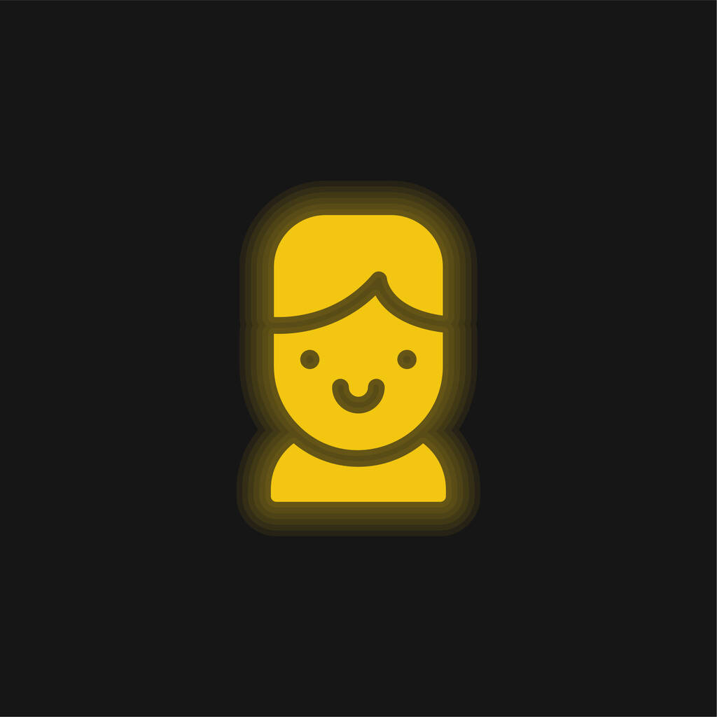 Jongen geel gloeiende neon pictogram - Vector, afbeelding