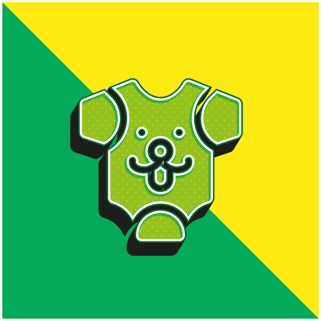 Baby Clothes Logo icona vettoriale 3D moderna verde e gialla - Vettoriali, immagini
