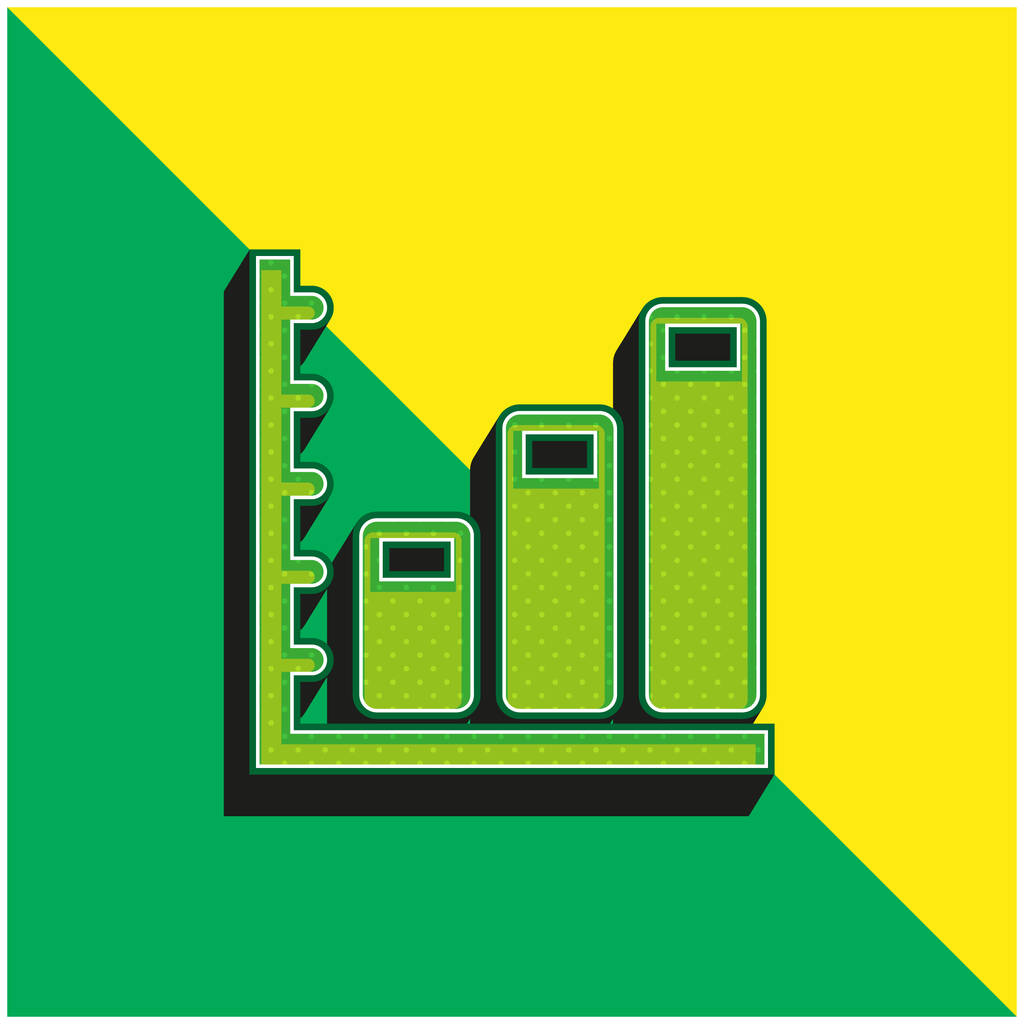 Yükselen İş İstatistikleri Grafik Yeşil ve Sarı 3D vektör simgesi logosu - Vektör, Görsel