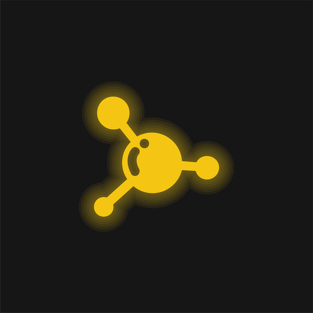 Krvavá buňka žluté zářící neon ikona - Vektor, obrázek
