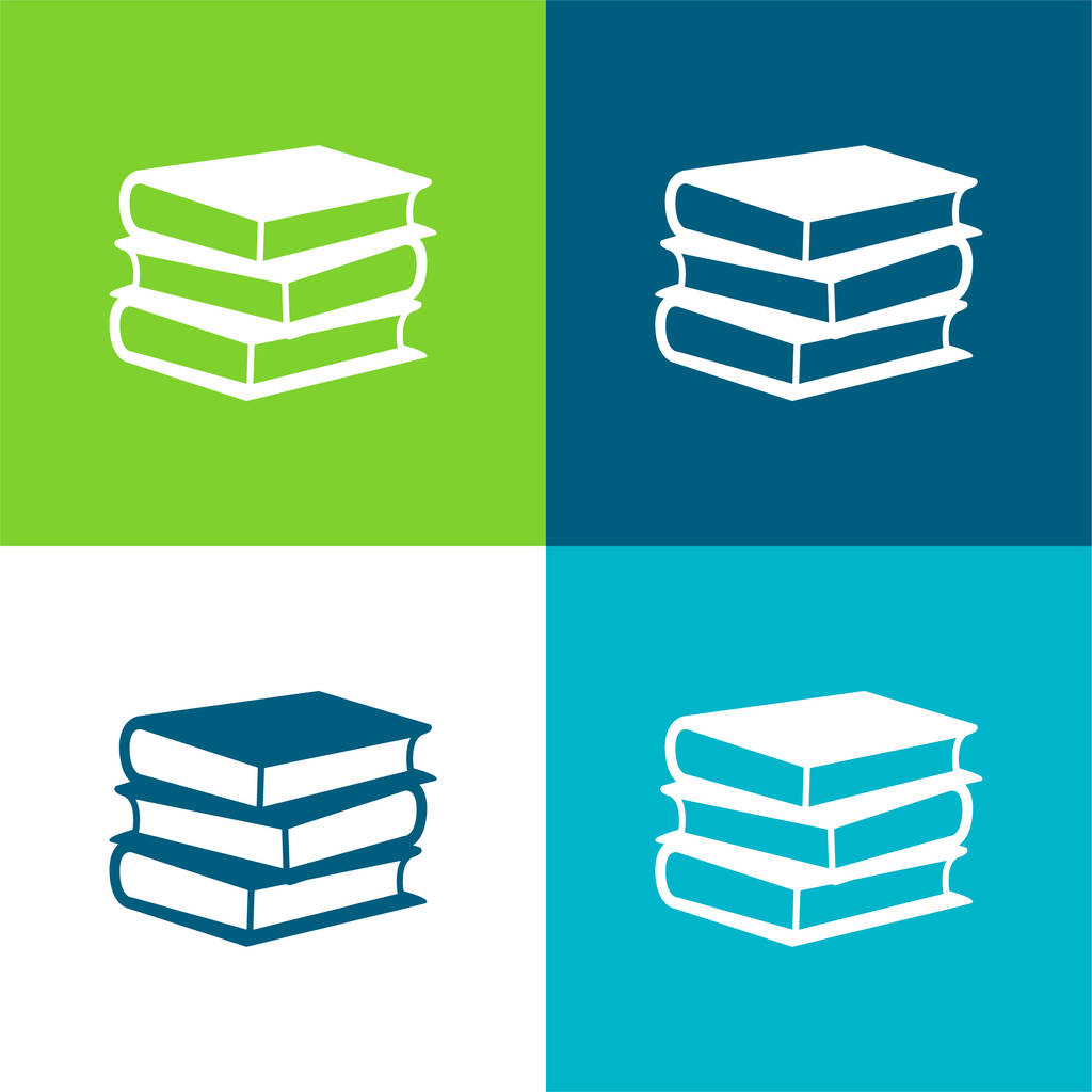 Стек книг з трьох плоских чотирьох кольорів мінімальний набір піктограм
 - Вектор, зображення