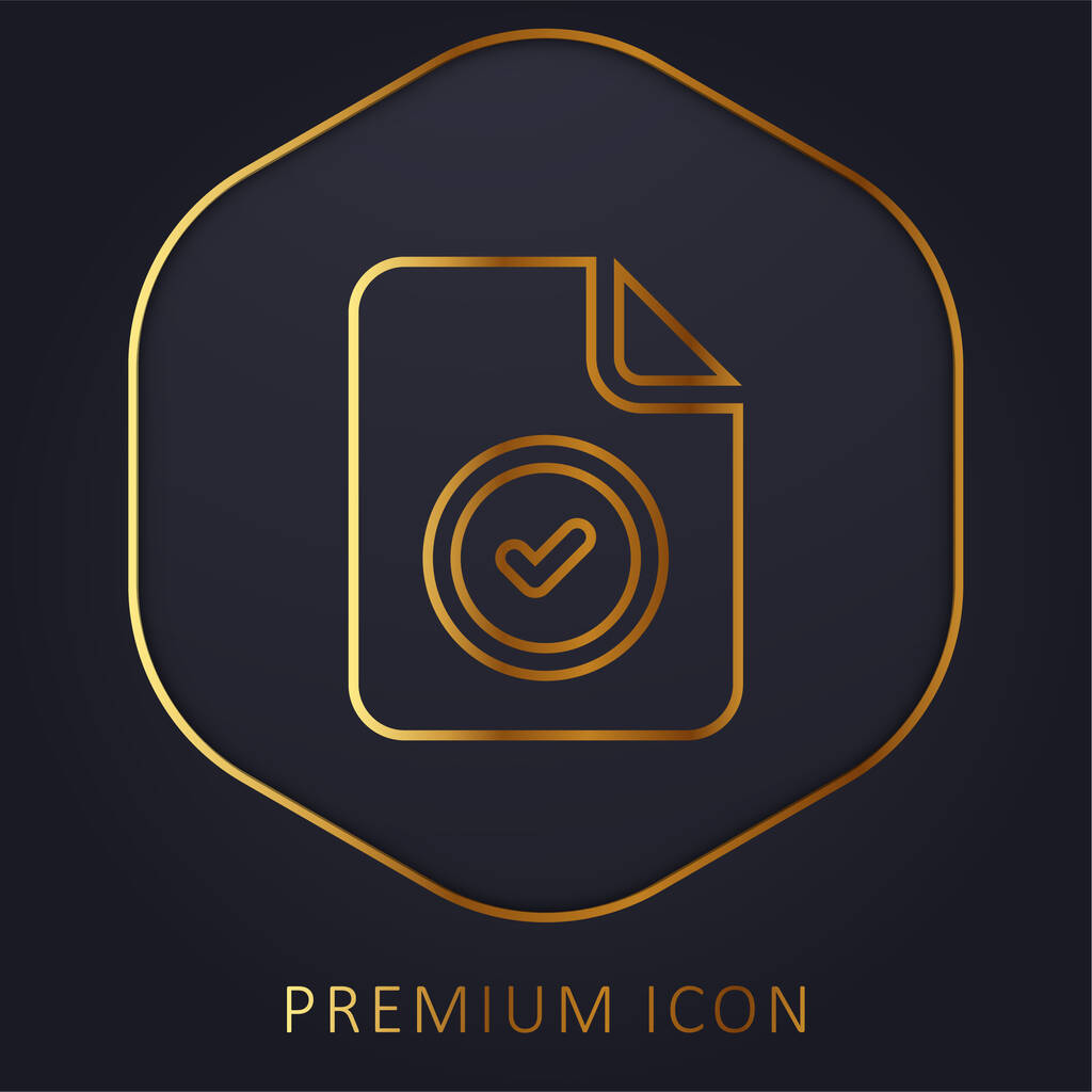 Logotipo o icono premium de línea dorada aceptada - Vector, Imagen