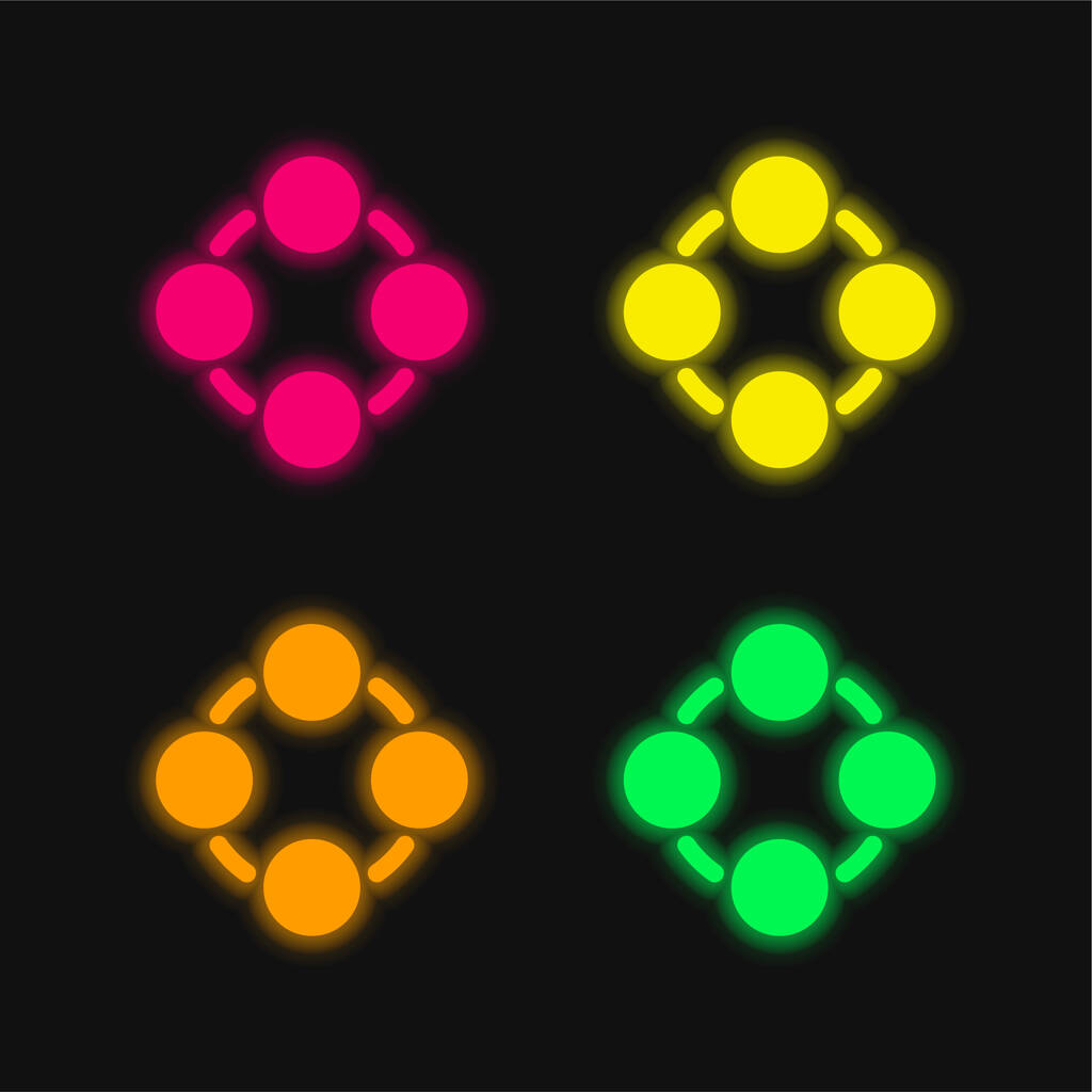 Aplicación cuatro color brillante icono de vectores de neón - Vector, imagen