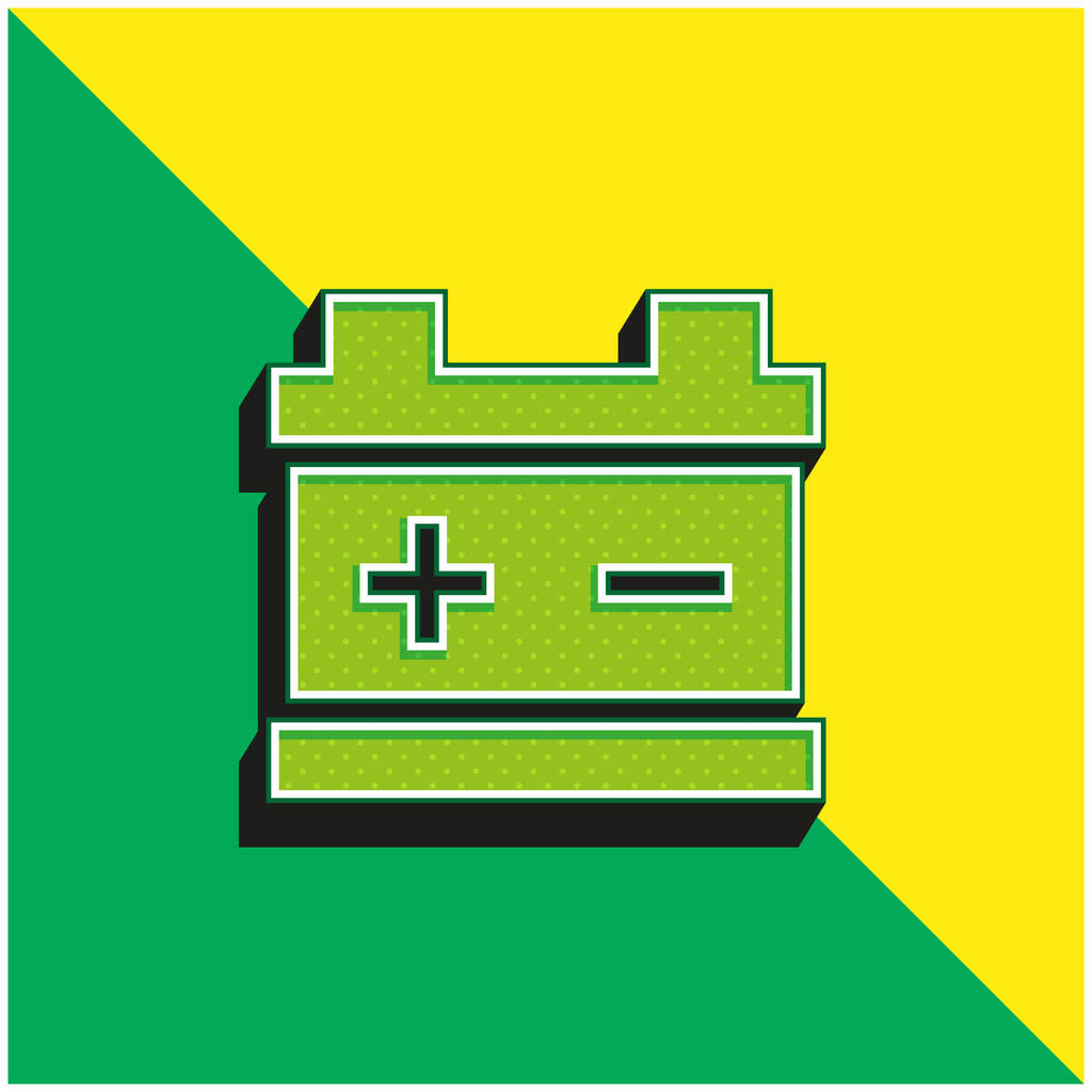Battery Green and yellow modern 3d vector icon logo - Vector, Image