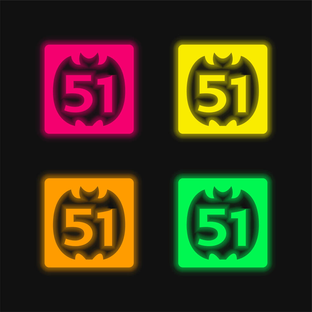 51 On Social Logo τεσσάρων χρωμάτων λαμπερό εικονίδιο διάνυσμα νέον - Διάνυσμα, εικόνα