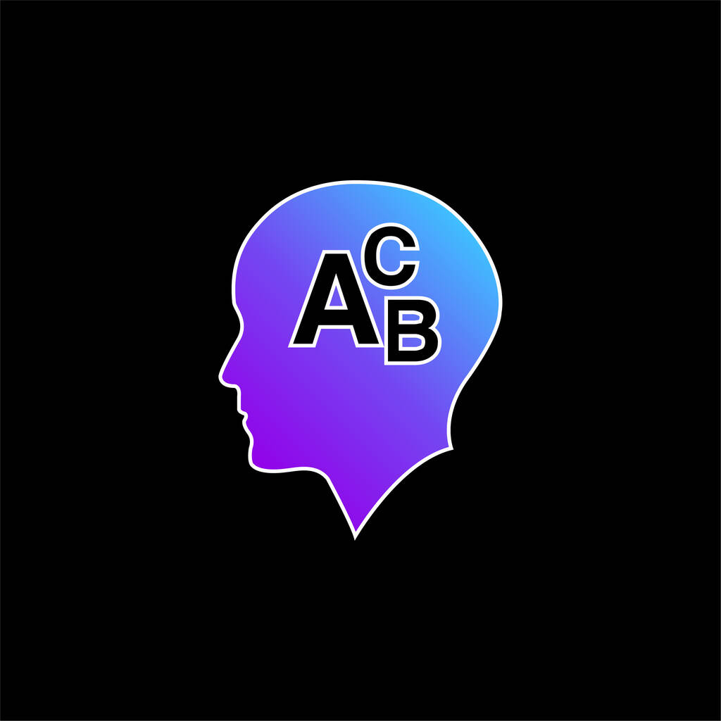 Łysa głowa z literami alfabetu ABC niebieski gradient wektor ikona - Wektor, obraz