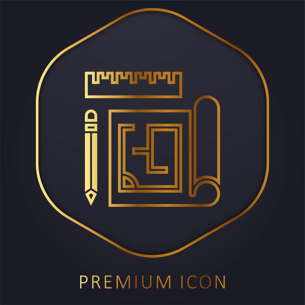 Logo premium o icono de la línea dorada Blueprint - Vector, imagen