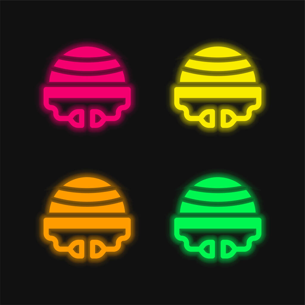 Bosu Ball четыре цвета светящийся неоновый вектор значок - Вектор,изображение