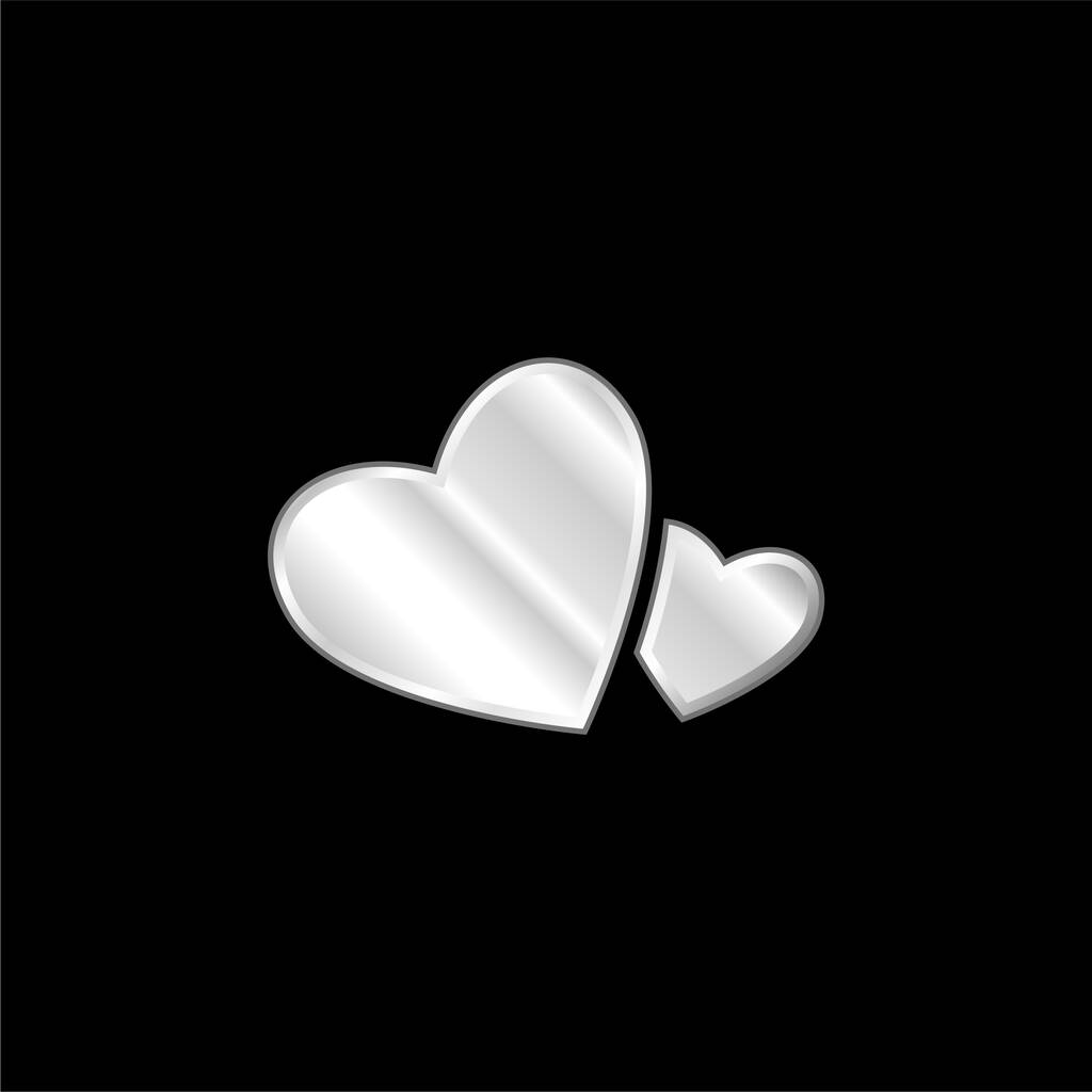 Серебристая икона больших и маленьких сердец - Вектор,изображение