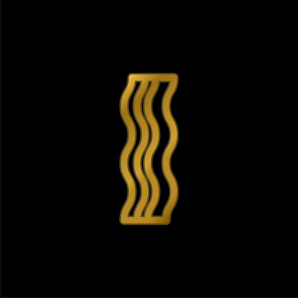 Bacon Strip pozlacené kovové ikony nebo logo vektor - Vektor, obrázek