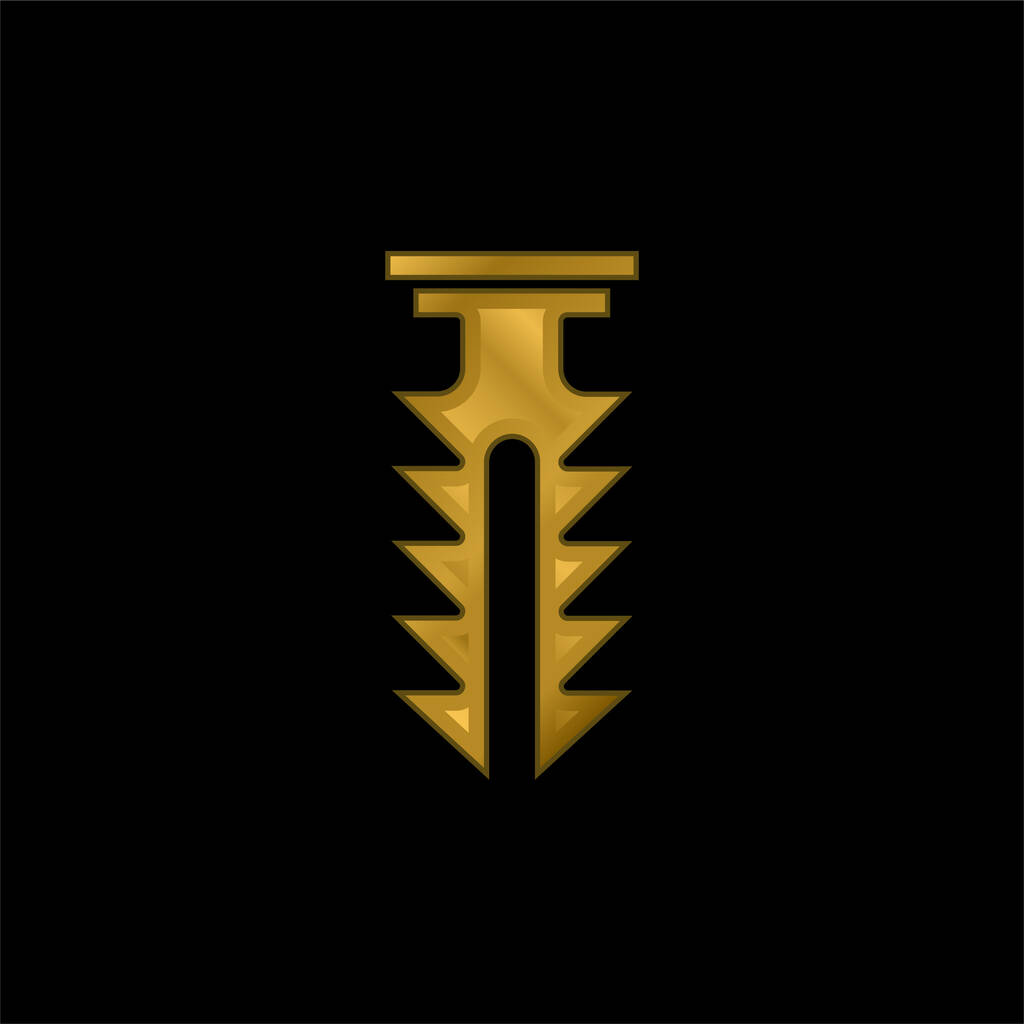Kotwica złocona metaliczna ikona lub wektor logo - Wektor, obraz