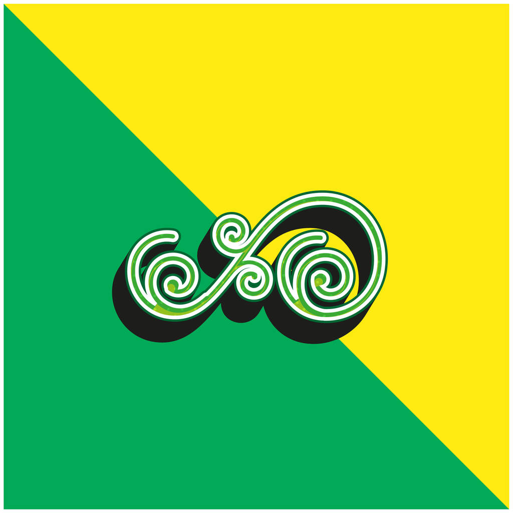 Asymetrický květinový design spirál Zelené a žluté moderní 3D vektorové logo - Vektor, obrázek