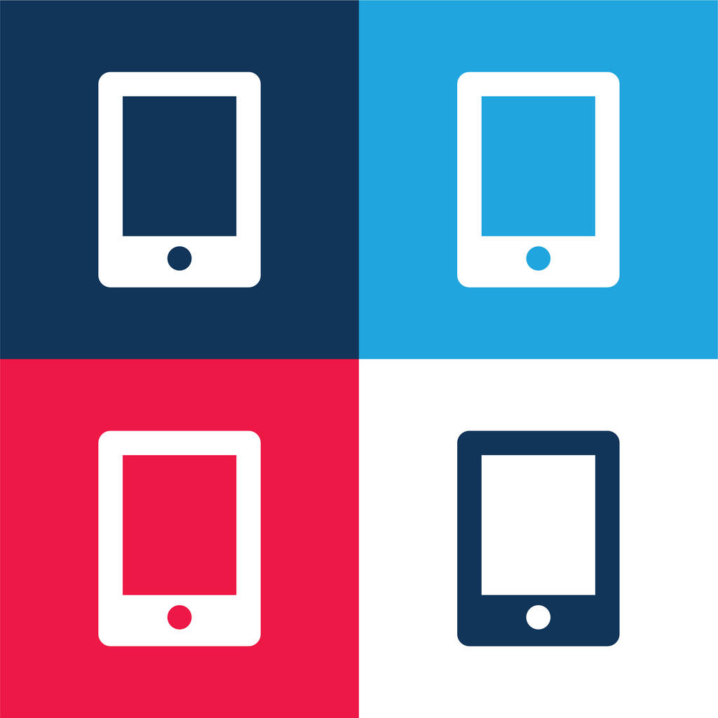 Nagy Tablet kék és piros négy szín minimális ikon készlet - Vektor, kép