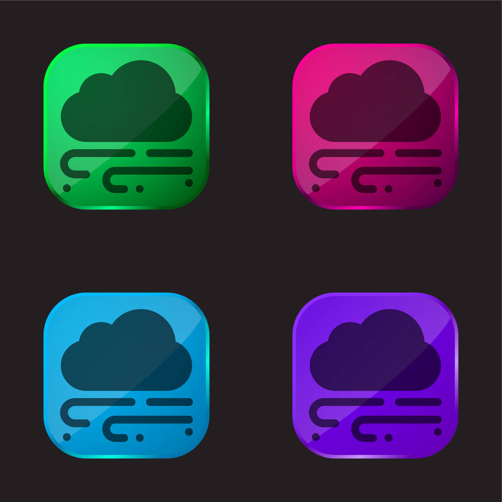 Blizzarda cztery kolorowy przycisk ikona szkła - Wektor, obraz