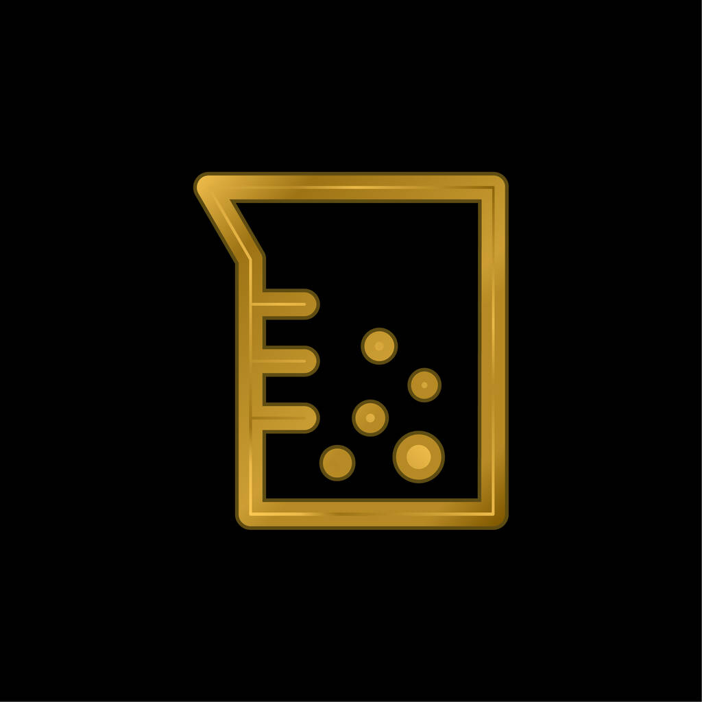 Símbolo de vaso de precipitados chapado en oro icono metálico o logo vector - Vector, imagen