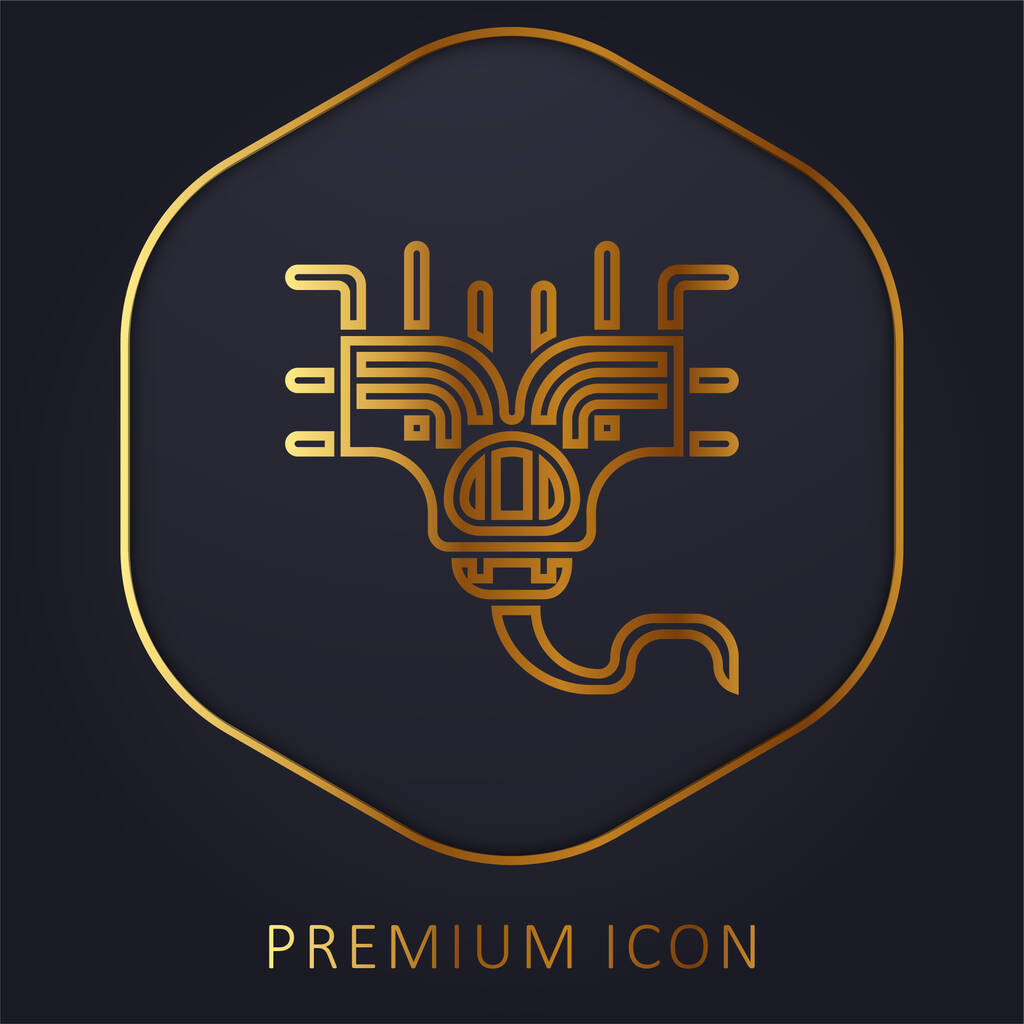 Logo premii lub ikona Alien Golden Line - Wektor, obraz