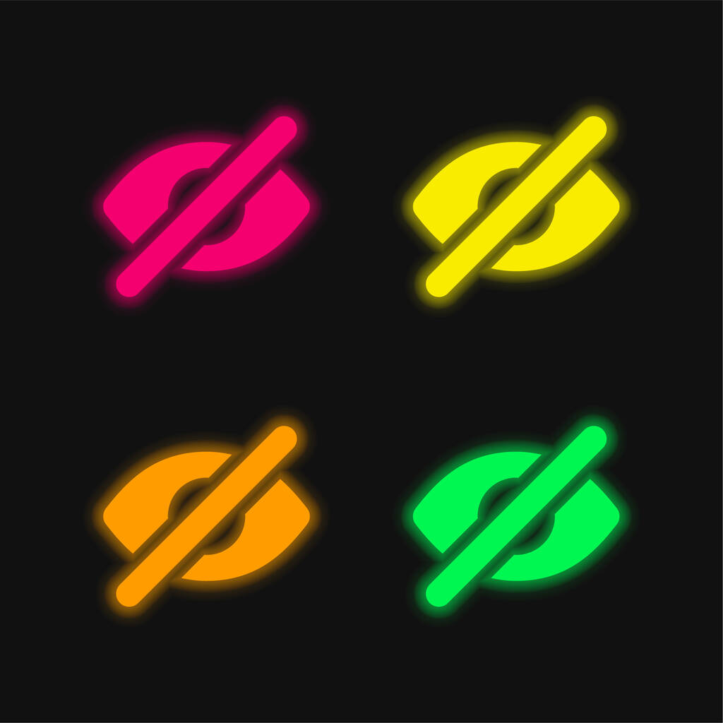 Vak négy színű izzó neon vektor ikon - Vektor, kép