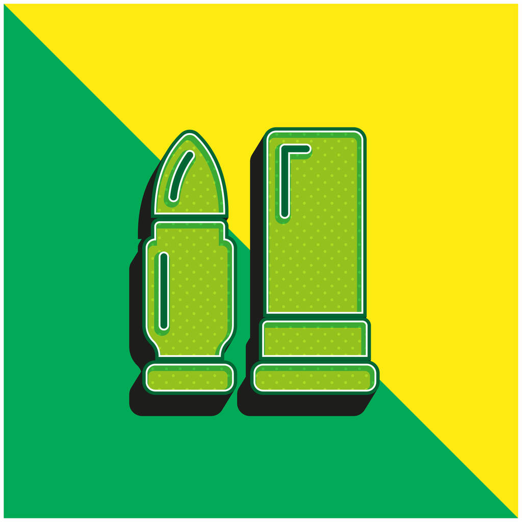 Munição Verde e amarelo moderno logotipo vetor 3d ícone - Vetor, Imagem