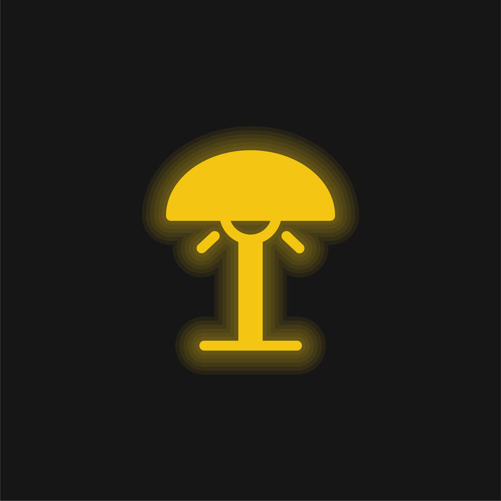 ベッドサイドランプ黄色の輝くネオンアイコン - ベクター画像