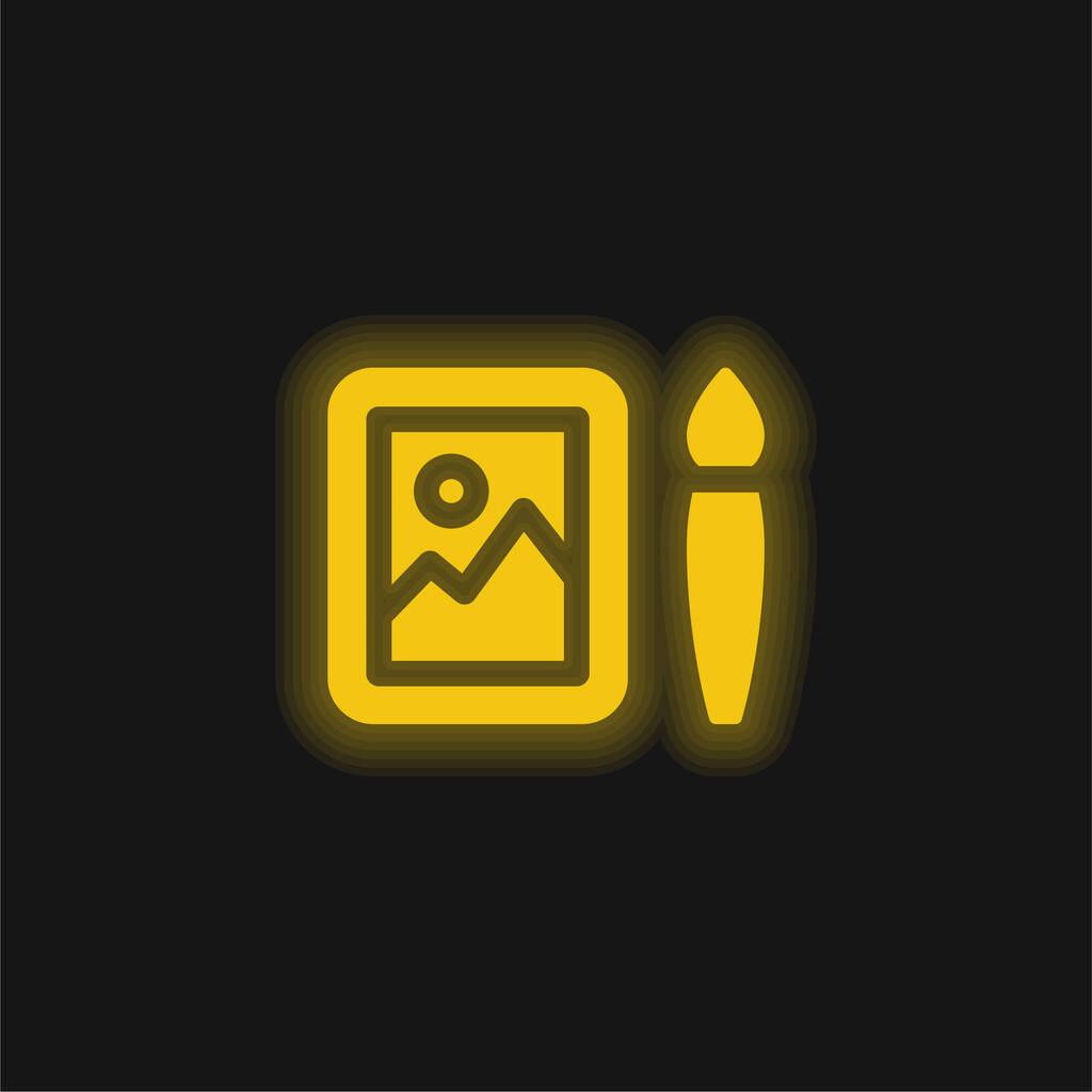 Art yellow glowing neon icon - Vector, Image
