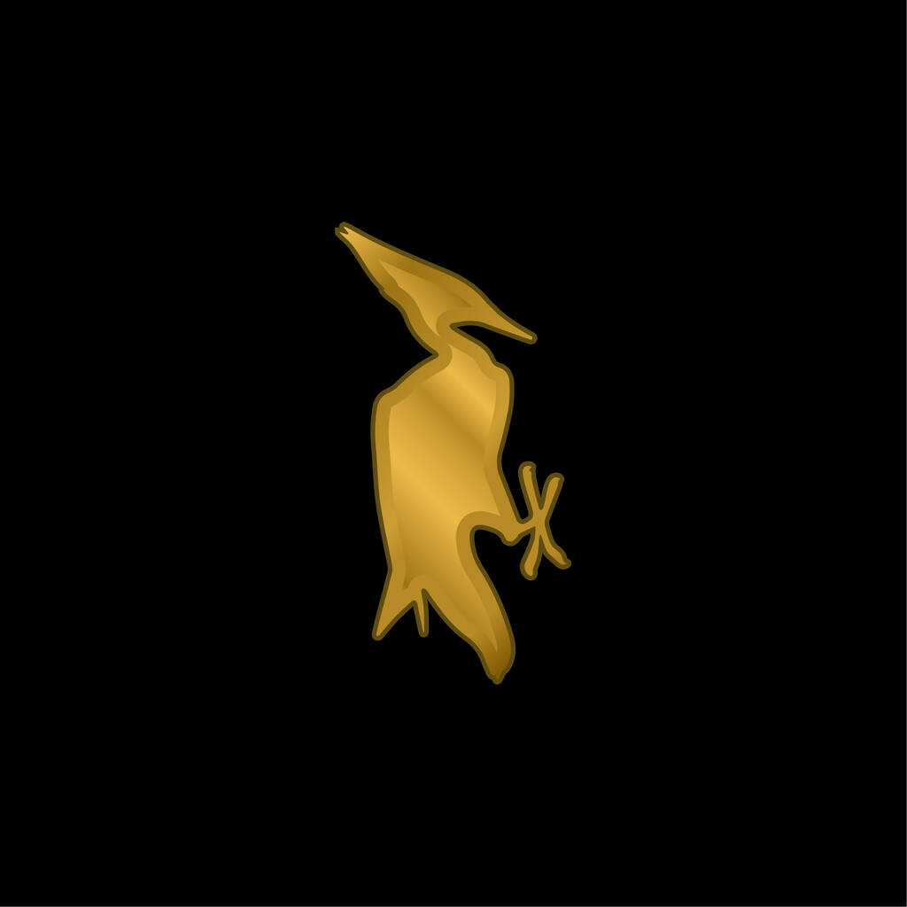 Bird Shape gold plated metalic icon or logo vector - Vector, Image
