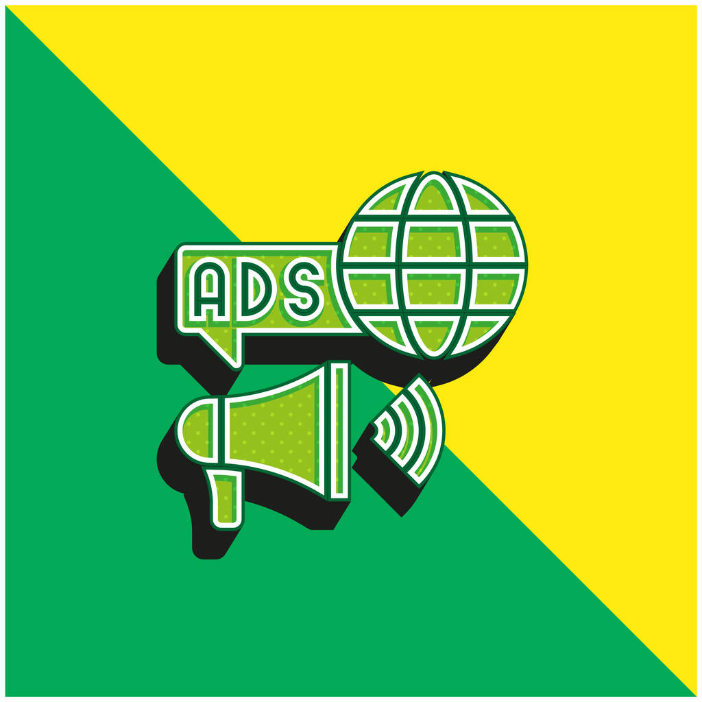 Reclame Groen en geel modern 3D vector pictogram logo - Vector, afbeelding