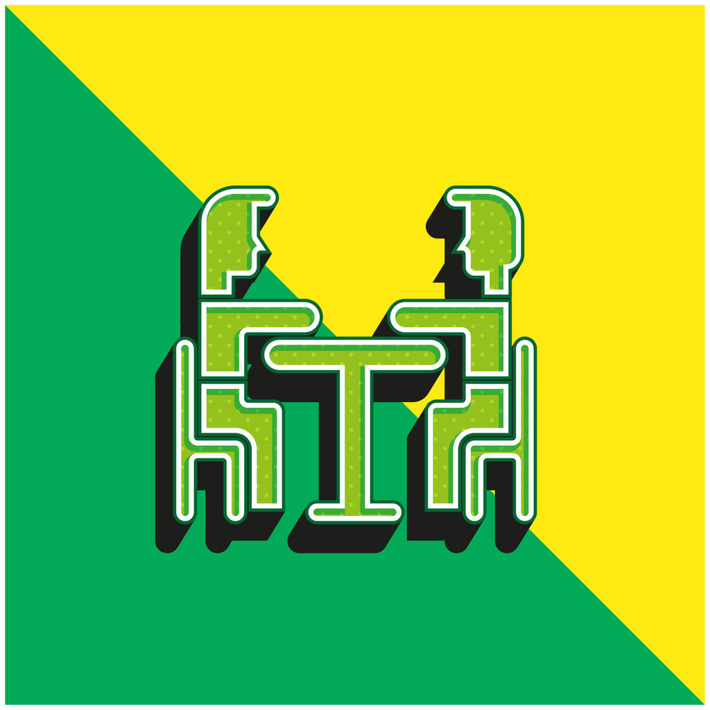 Snídaně Zelená a žlutá moderní 3D vektorové logo ikony - Vektor, obrázek