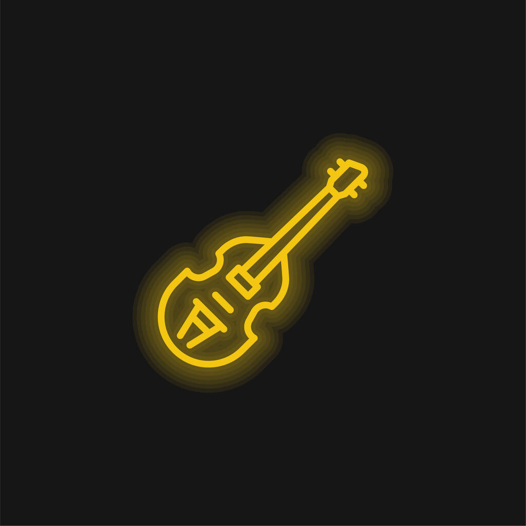 Bass giallo incandescente icona al neon - Vettoriali, immagini