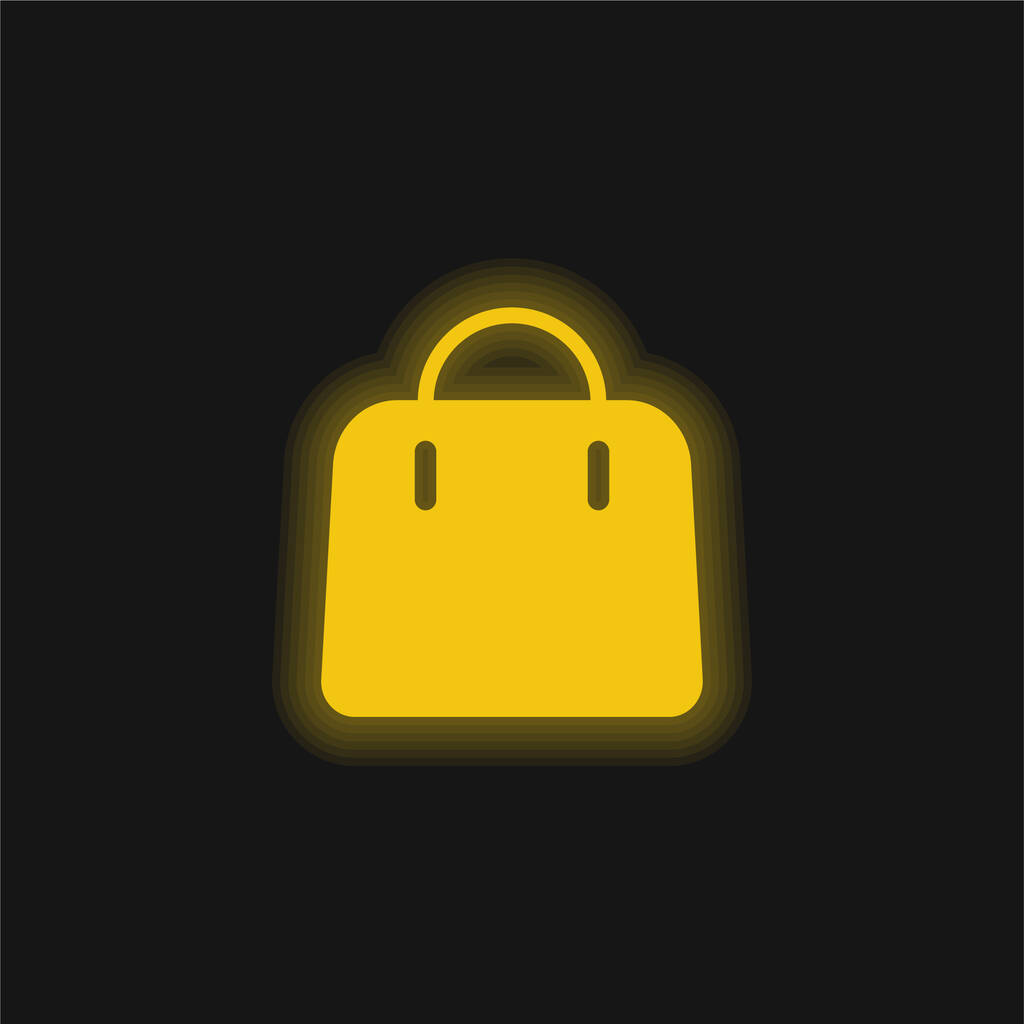 大きな手バッグ黄色輝くネオンアイコン - ベクター画像