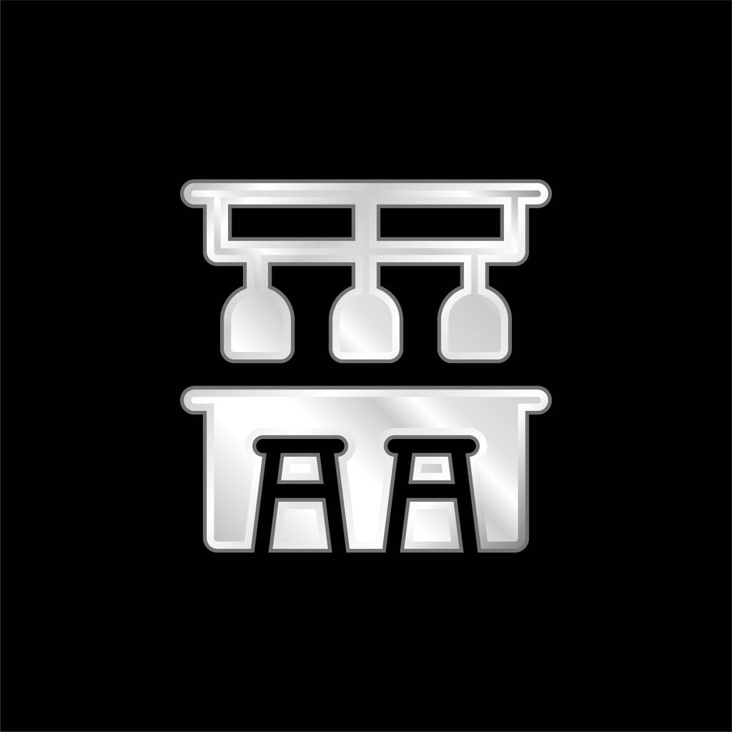 Bar Contre-icône métallique argentée - Vecteur, image