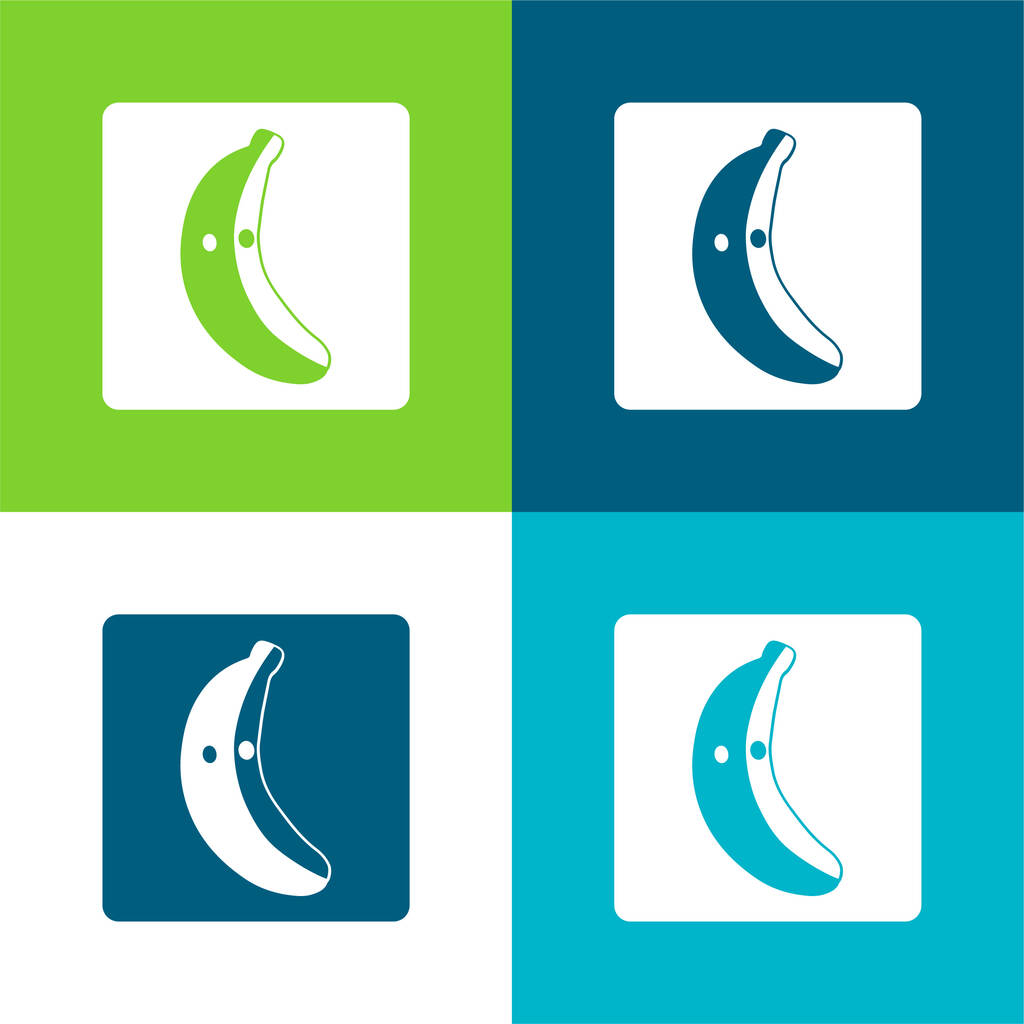 Bananity Social Logo Plano quatro cores conjunto de ícones mínimos - Vetor, Imagem
