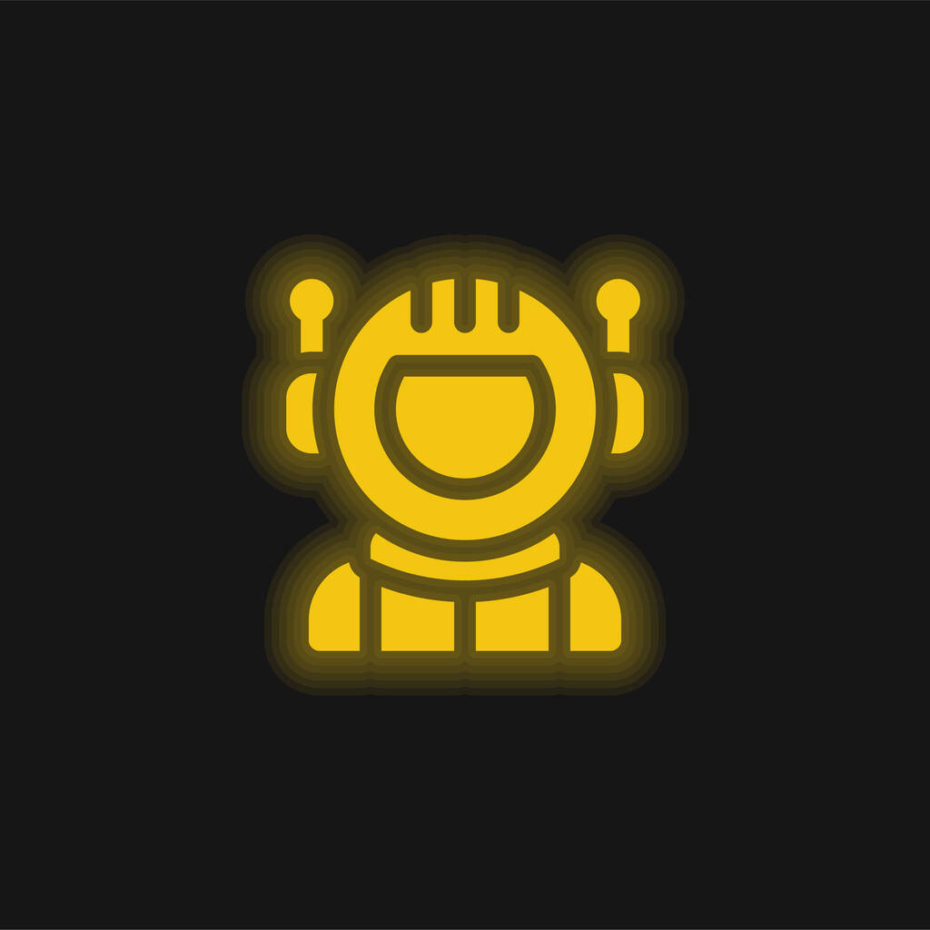 Asztronauta sárga izzó neon ikon - Vektor, kép