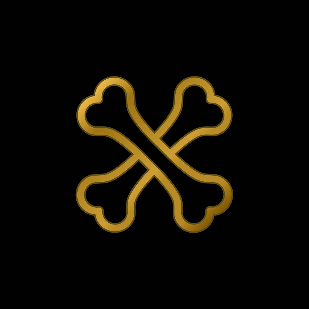 Bones Cross gold plated metalic icon or logo vector - Vector, Image