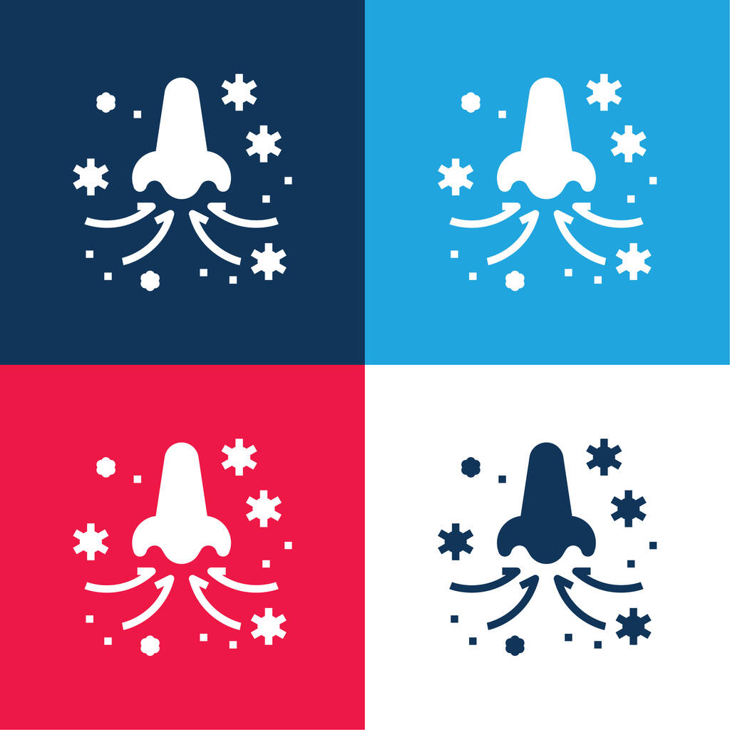 Breath blue and red four color minimal icon set - Vector, Image