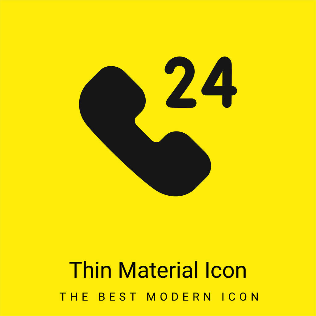 24 horas Suporte mínimo ícone de material amarelo brilhante - Vetor, Imagem