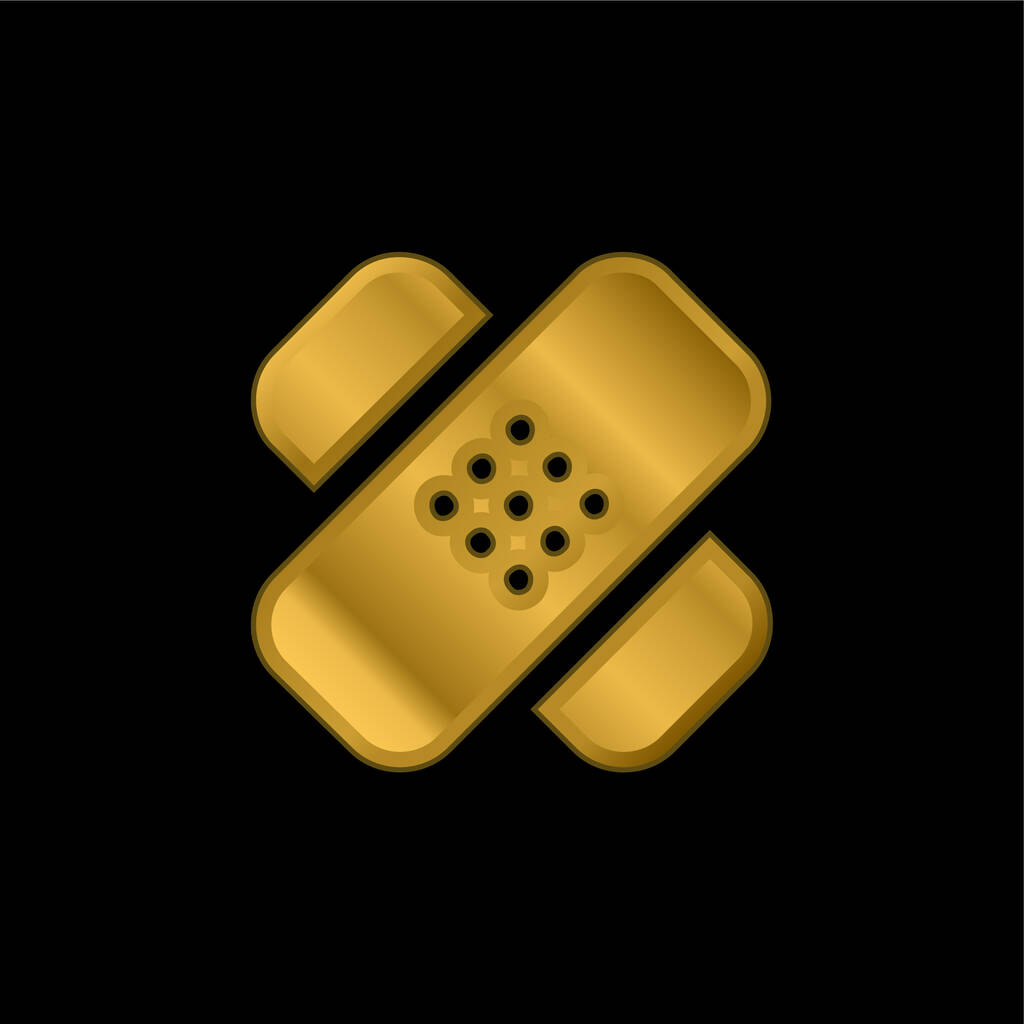 Bandage Cross gold plated metalic icoon of logo vector - Vector, afbeelding