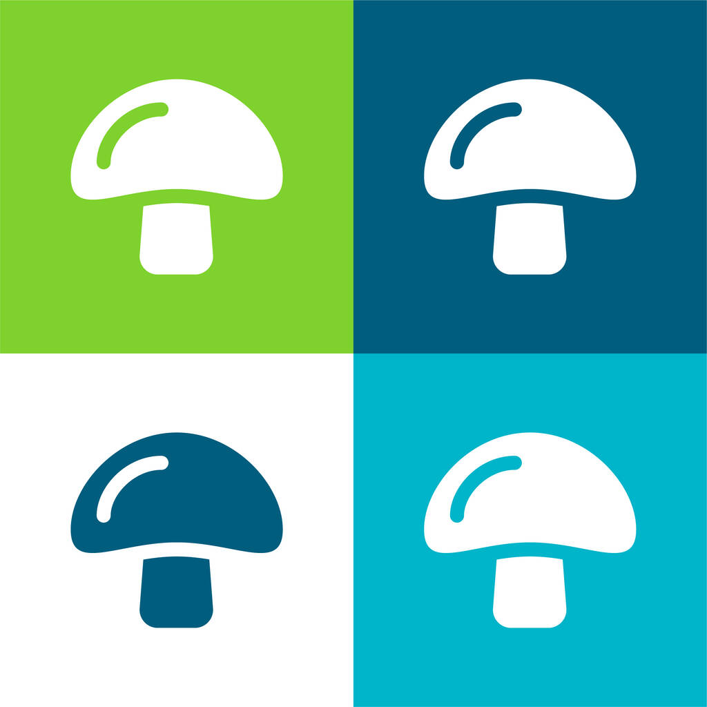 Conjunto de iconos mínimo de cuatro colores Big Mushroom Flat - Vector, Imagen