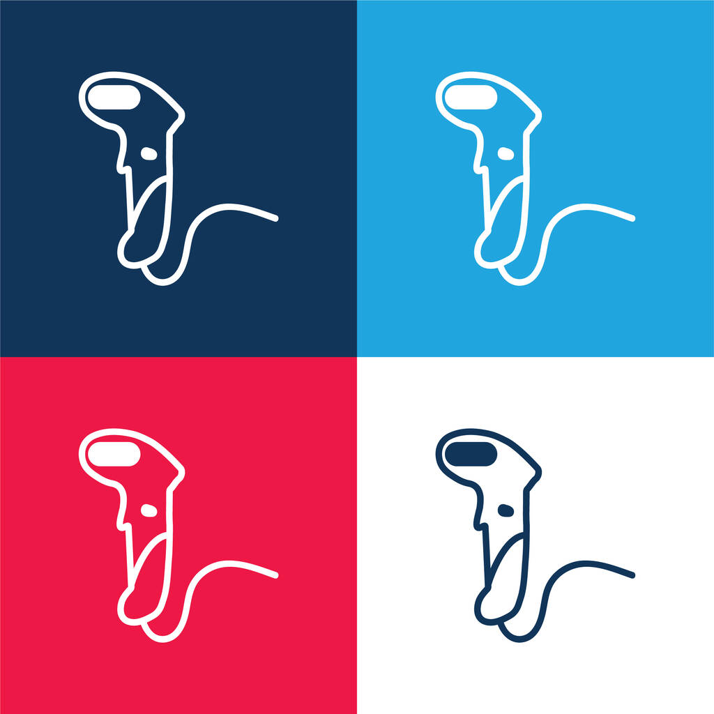 Barcode Scanner blue and red four color minimum icon set - Вектор, зображення