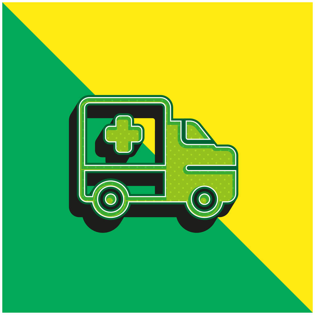 救急車グリーンと黄色の現代的な3Dベクトルアイコンのロゴ - ベクター画像