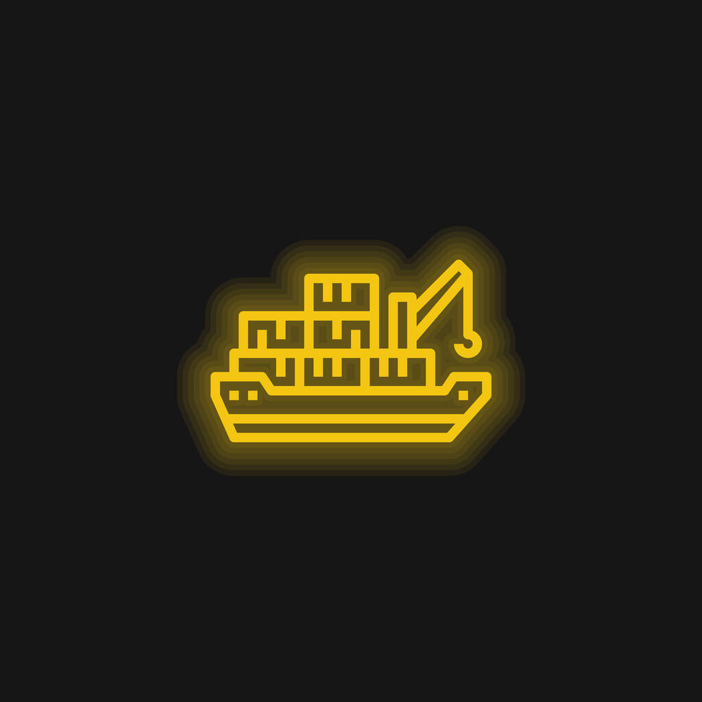 Barge yellow glowing neon icon - Vector, Image
