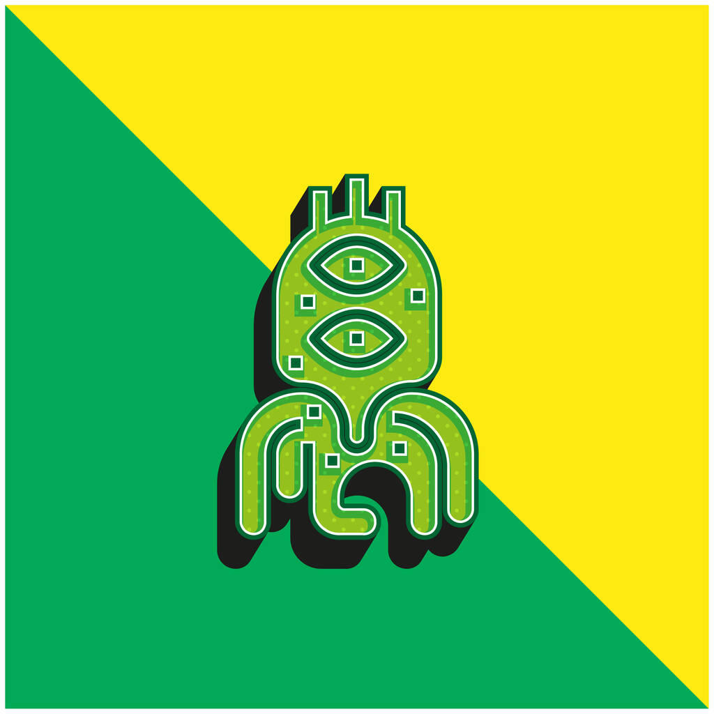 Alien Green и желтый современный 3d векторный логотип - Вектор,изображение