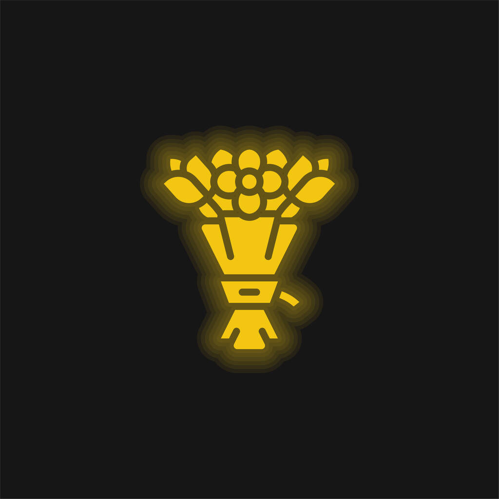 Csokor sárga izzó neon ikon - Vektor, kép