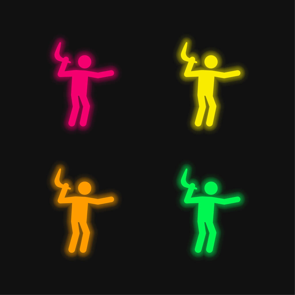 Boomerang cuatro colores brillante icono del vector de neón - Vector, Imagen