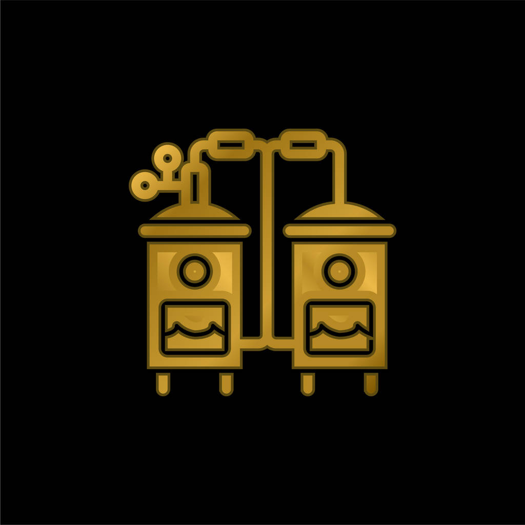 Caldera chapado en oro icono metálico o logo vector - Vector, Imagen