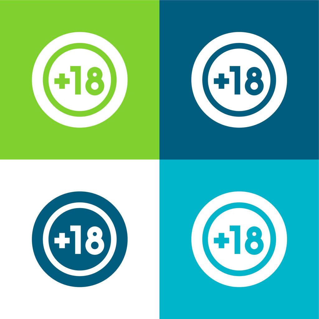 Limite de idade Conjunto de ícones mínimos de quatro cores plano - Vetor, Imagem