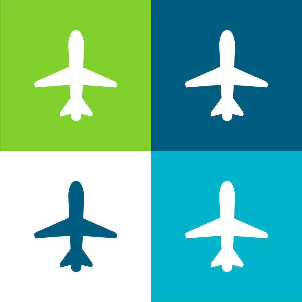 Avião apontando para cima plano quatro cores conjunto de ícones mínimos - Vetor, Imagem