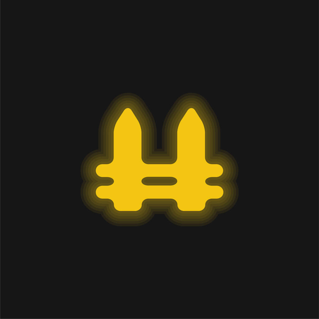 Black Fence geel gloeiend neon icoon - Vector, afbeelding