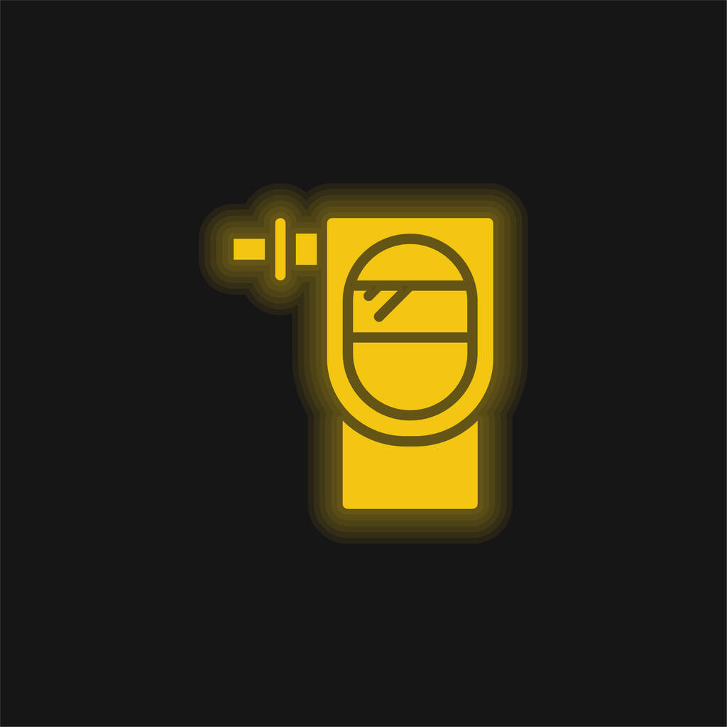 Respirador amarillo brillante icono de neón - Vector, imagen