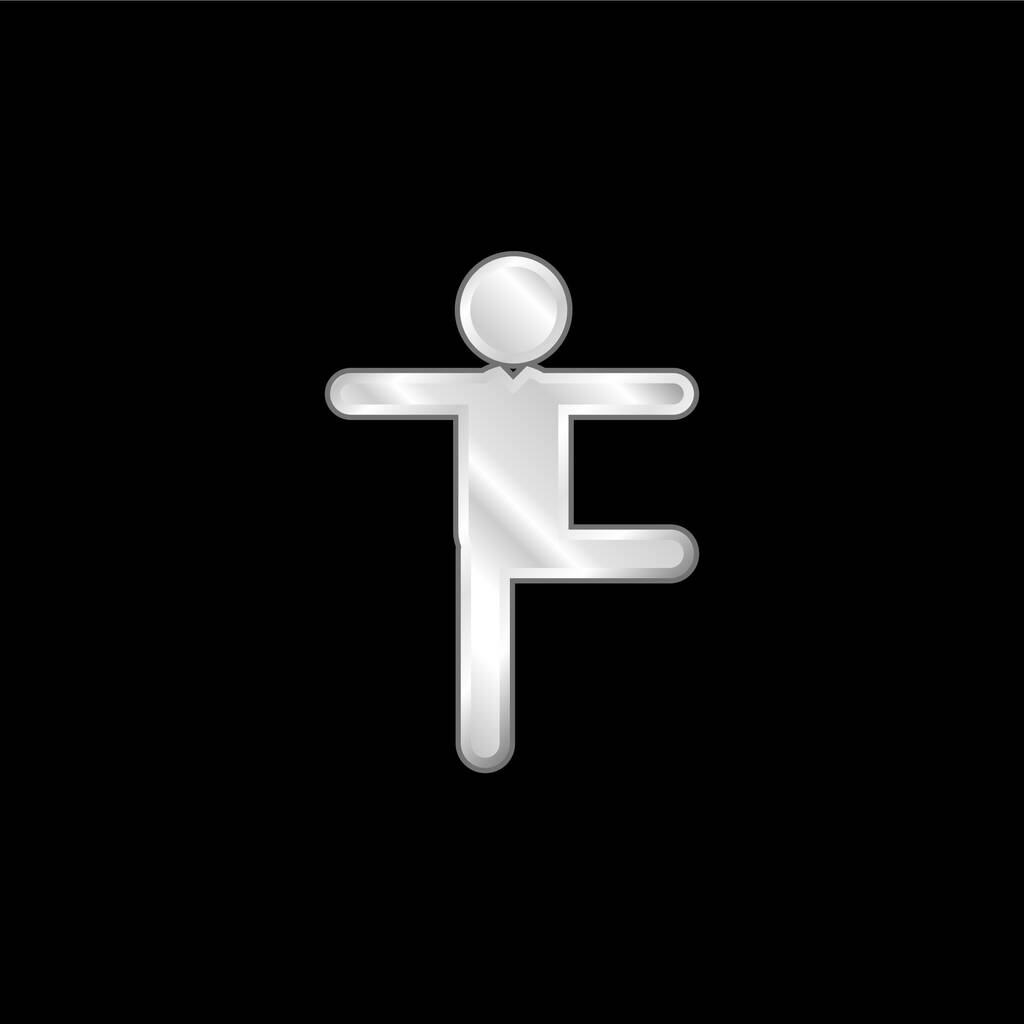 Balance Hombre Postura plateado icono metálico - Vector, Imagen